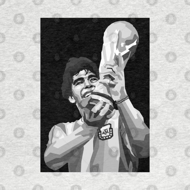 Diego Maradona Black And White Art by Ken Asahvey